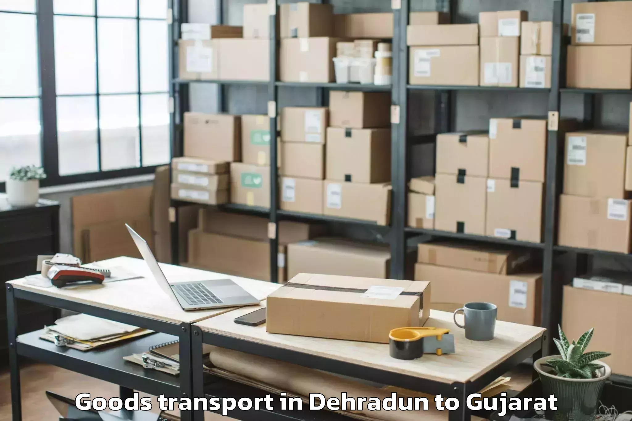 Hassle-Free Dehradun to Delvada Goods Transport